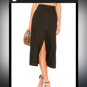 A.L.C. - Black Button Front A-Line Midi Skirt
